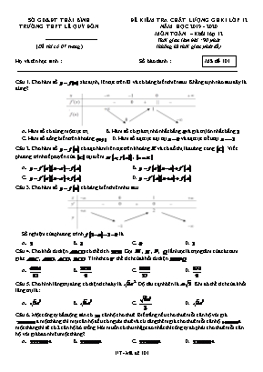Đề kiểm tra chất lượng giữa học kỳ I môn Toán Lớp 12 - Mã đề 101 - Năm học 2019-2020 - Trường THPT Lê Quý Đôn